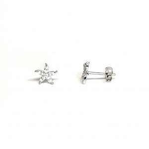 9ct white gold starfish stud earrings set with eleven cubic zirconia's to each stud ES00789.