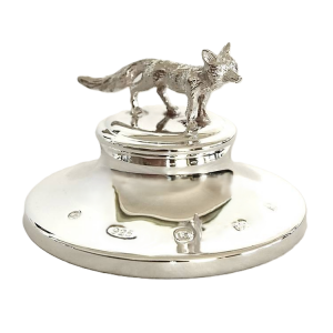 Sterling Silver Fox Paperweight on tapered base