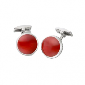 Hoxton designer sterling silver cufflinks with fantastic orangy browny red Jasper round gemstone.