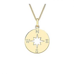 Compass pendant and chain in 9ct gold with a choice of chain lengths