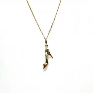 Ordsall 9ct Gold Shoe Necklace CMP00296: A refined 9ct gold pendant and chain delicately crafted in the shape of a high heel. Lightweight and versatile, perfect for everyday elegance.