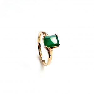 9ct-Yellow-Gold-Emerald-Cut-Green-Agate-Dress-Ring-R0064