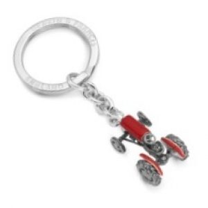 Sterling-Silver-Red-Enamel-Tractor-Keyring-KF00063