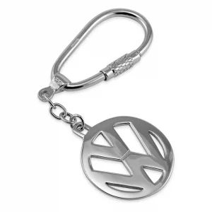 The Volkswagen or VW emblem keyring is made in genuine hallmarked sterling silver.