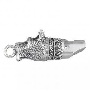 Genuine silver Scottie dog whistle that works. Facing to the left.