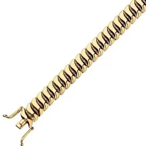 The Prestatyn 7mm wide 9ct gold ribbed bracelet BL00235.