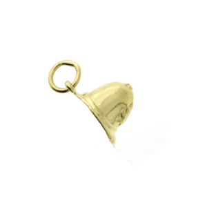 Elegant 9ct gold police helmet charm with intricate detailing. side view.