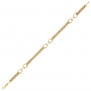 9ct yellow gold stirrup bracelet BL00234 A Panther style or brick design with three sets of two stirrups evenly spaced with a trigger clasp.