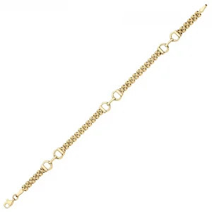 9ct yellow gold stirrup bracelet BL00234 A Panther style or brick design with three sets of two stirrups evenly spaced with a trigger clasp.