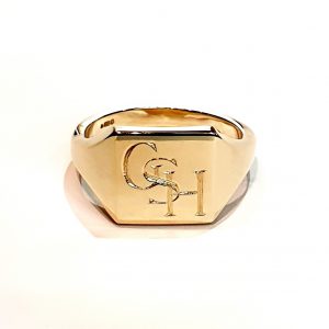 Example Engraving of Three Initials on 9ct Gold Square Signet Ring