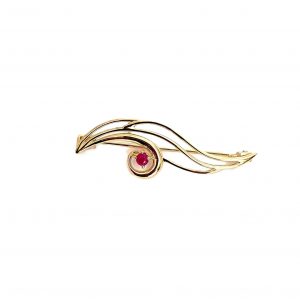 eye of Horus with a single red ruby iris. Front view.