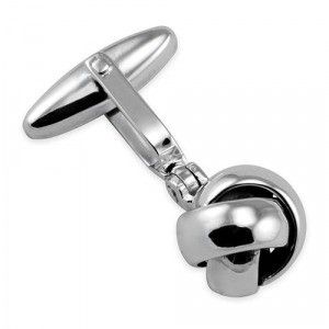 Sterling silver knot cufflinks with a polished finish, handmade for timeless style and elegance.