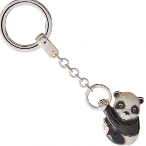 Saturno silver enamelled hanging Panda keyring KF00051.